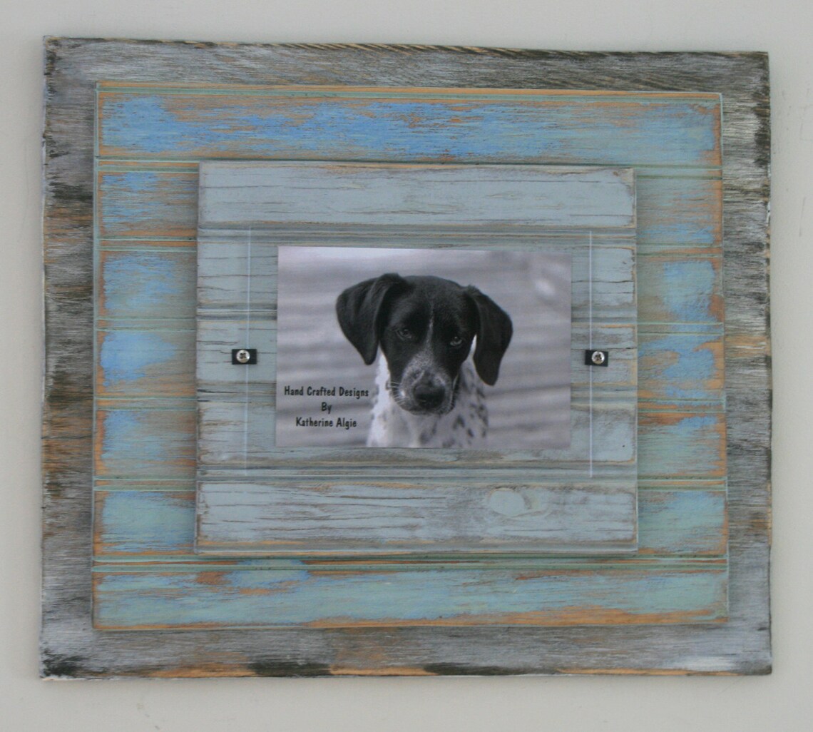 5 X 7 Distressed Handmade Picture Frame Muted Green Blue & Etsy