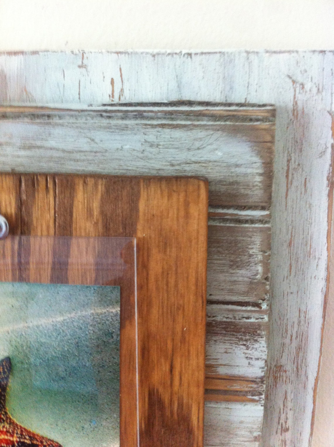 5 X 7 Distressed Handmade Picture Frame Pale Blue and White Etsy