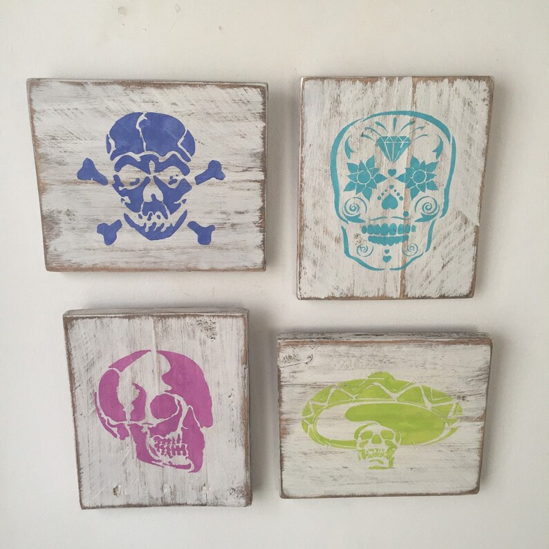 Skull Wall Hangings 4 Piece Etsy
