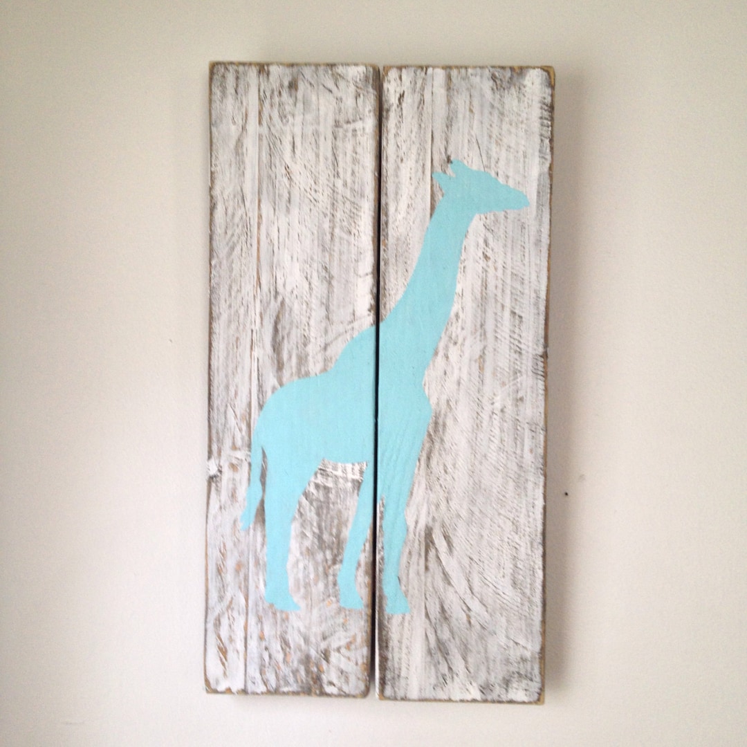 Giraffe Painted on Reclaimed Wood Etsy