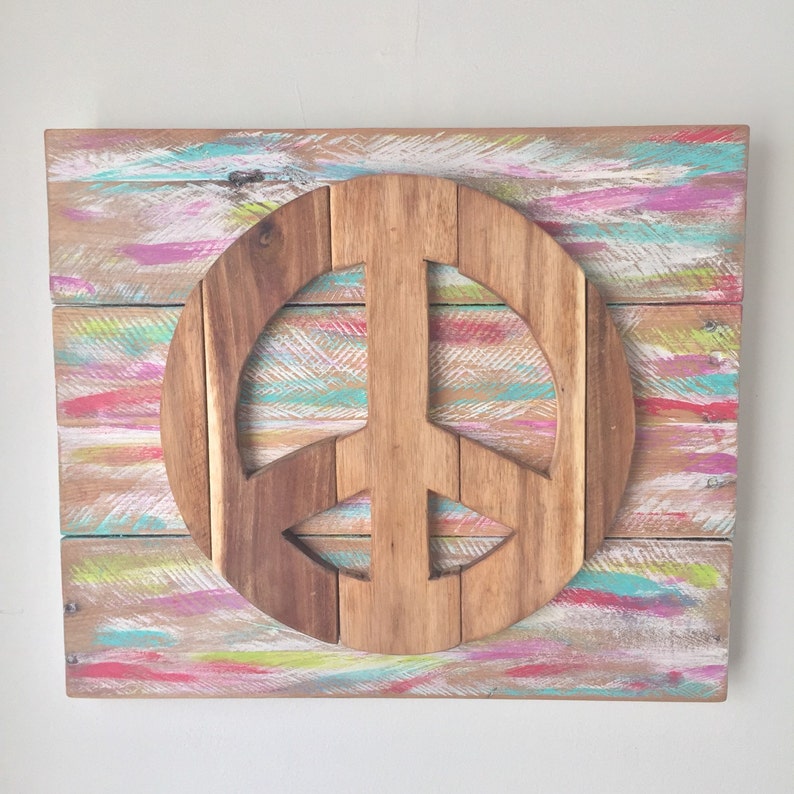 Rustic Wall Hanging Peace Sign Etsy