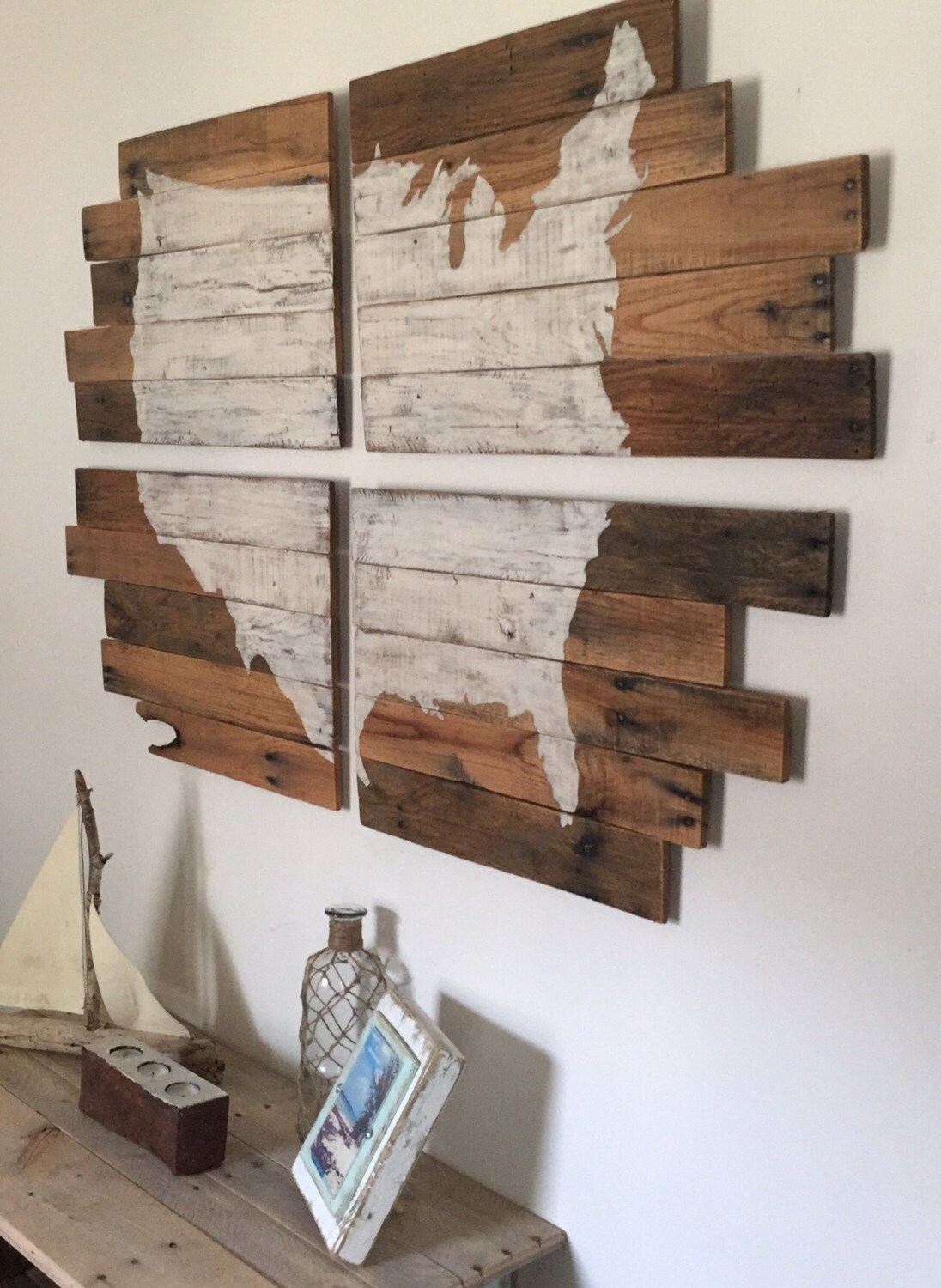 USA Map Rustic Wall Decor Etsy