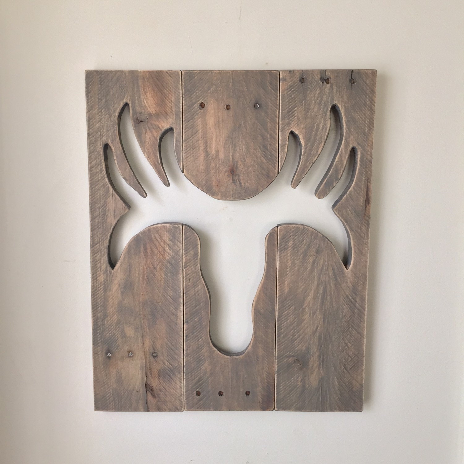 Large Deer Rustic Wall Decor made from Reclaimed Wood Etsy