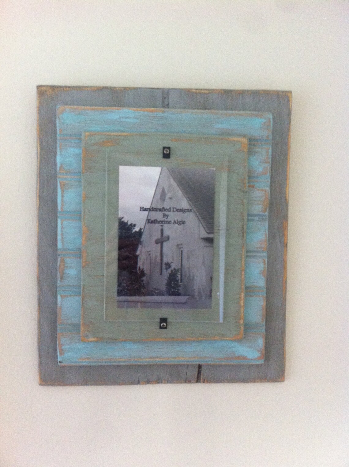 5 X 7 Distressed Handmade Picture Frame Grey Blue & Slate Etsy