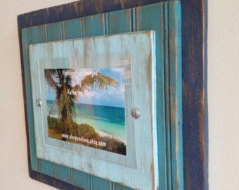 5 x 7 Distressed Handmade Picture Frame - Night Sky Blue, Sky fall Blue & Whispering Turquoise