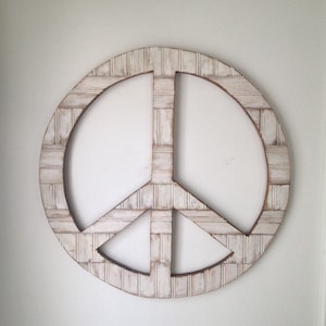 Large 24" Rustic Wood Peace Sign Wall Decor