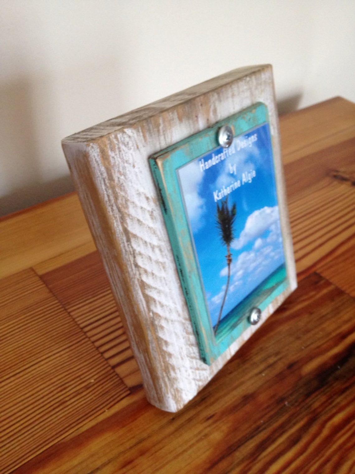 3 X 4 Distressed Picture Frame White & Bahamian Blue Etsy