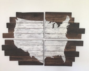 Rustic Home Decor - Map of the United States made from Reclaimed Wood