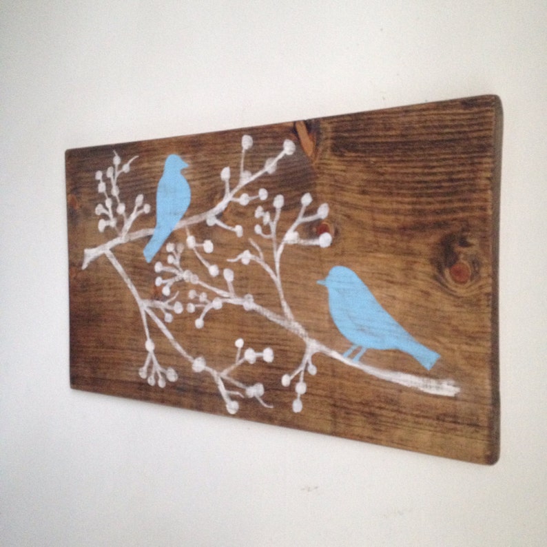 Love Birds Painted on Reclaimed Wood Etsy