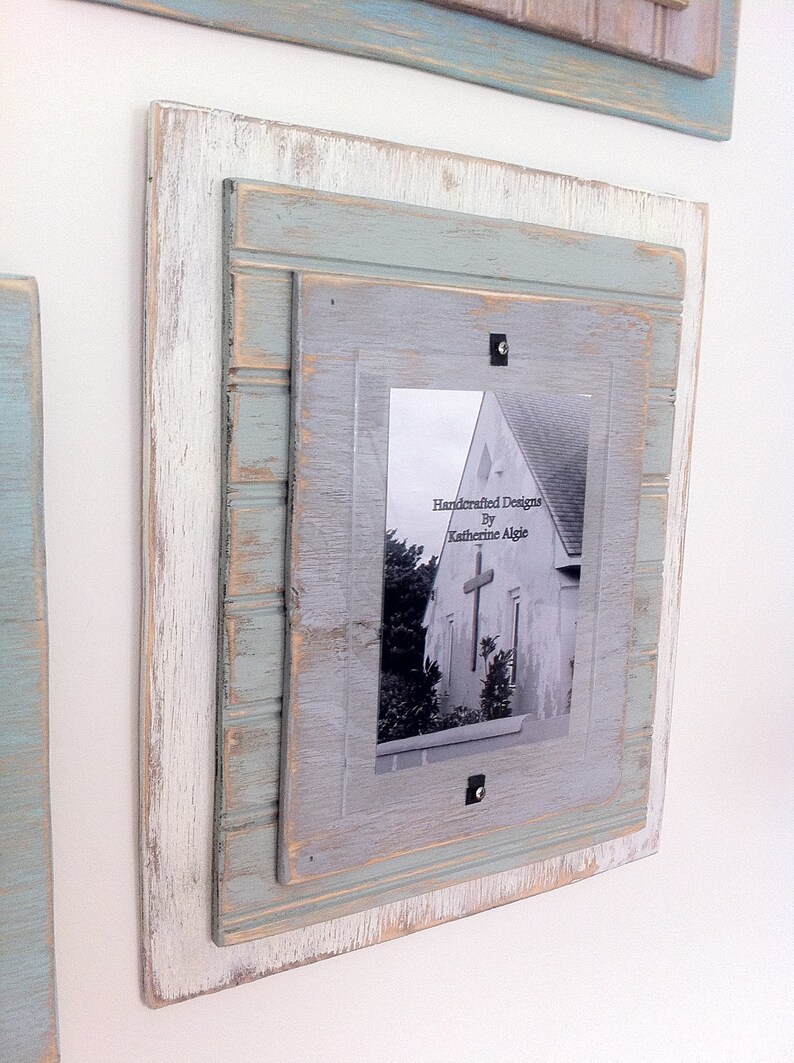 5 X 7 Distressed Handmade Picture Frame Ivory Slate Green & Etsy