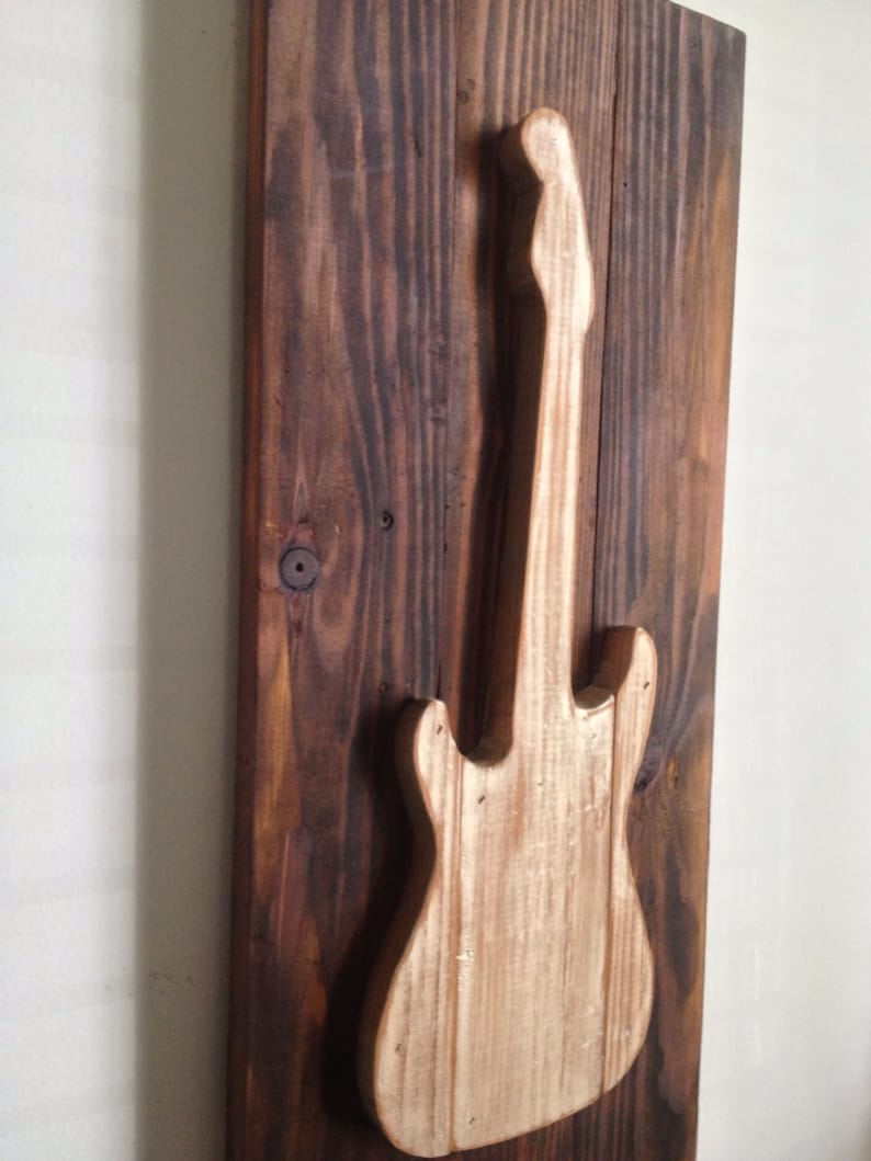 Electric Guitar Rustic Wood Wall Decor on Reclaimed Wood Etsy