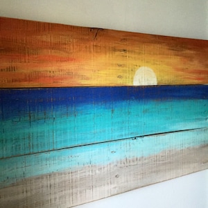 Beach House Decor Sunset Painting - Etsy