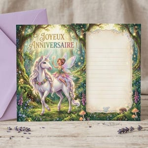 Unicorn and Fairy Birthday Card
