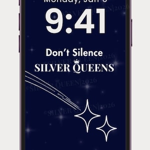 Lass die Silberkönigin nicht verstummen, Sternschnuppen, Original minimalistisches Design, Hintergrundbild zum Herunterladen fürs Handy, Digitale Kunst