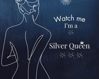Pôster moderno. Arte, decoração, design minimalista. Presente para mãe e esposa. Coleção Rainha Prateada. Download digital instantâneo.