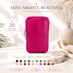 Genuine Leather Phone Bag, Mobile Phone Crossbody Pouch, Mini Shoulder Bag with Adjustable Strap, Zipped Smartphone Purse