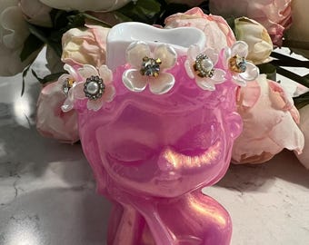 Adorable enchanting flower fairy goddess resin candle holder