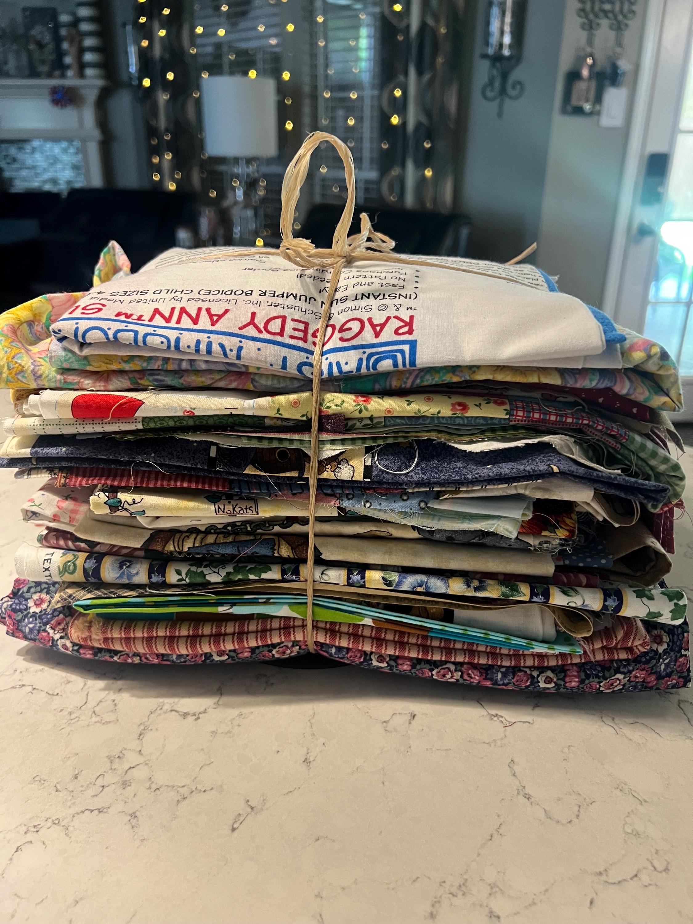 Large 6 pound lot bundle vintage craft cotton fabrics great variety