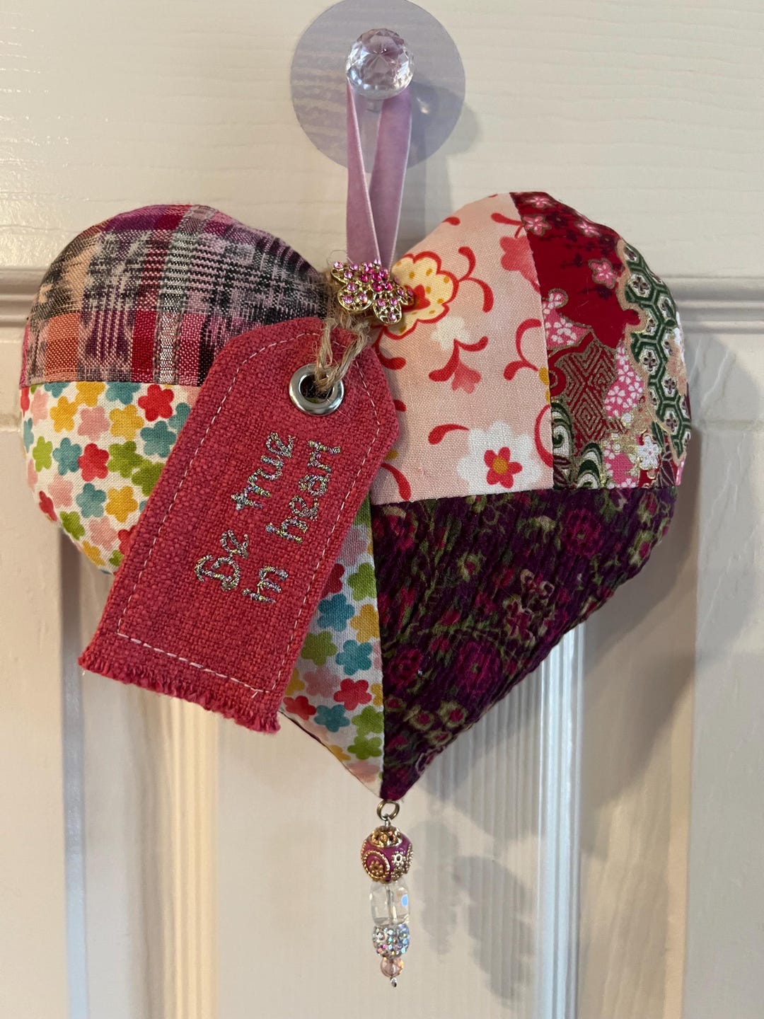 Handmade Quilted Valentine Embroidered Heart Wall Hanging Decoration - Etsy