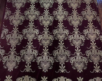 Gorgeous velvet fabric with gilded gold pattern by the yard