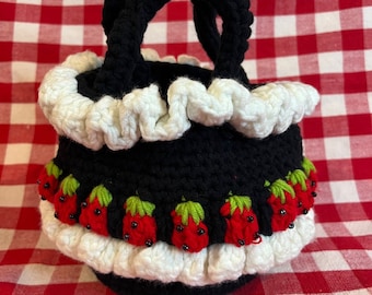 Adorable handmade CROCHET strawberry purse handbag