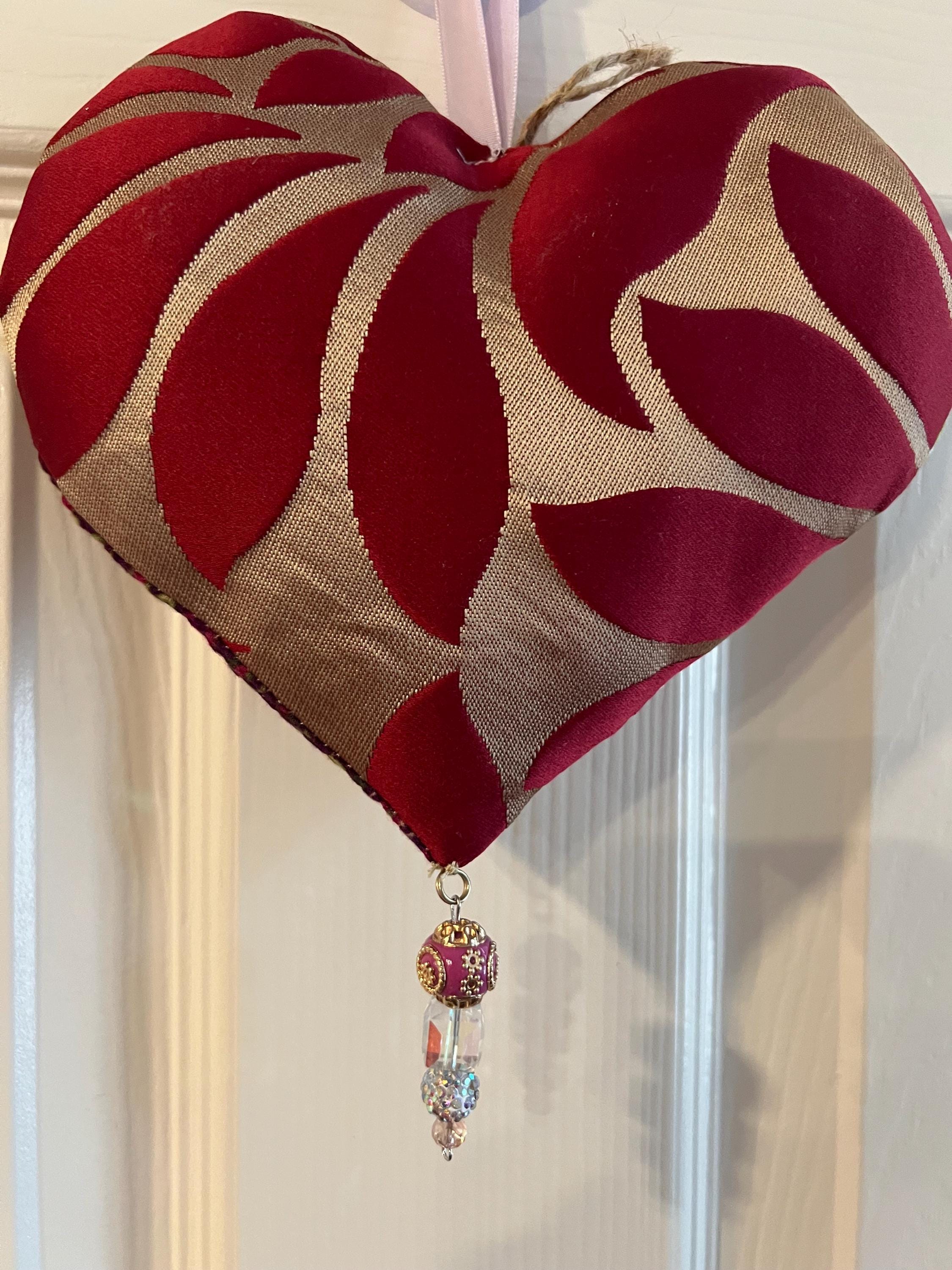 Handmade Quilted Valentine Embroidered Heart Wall Hanging Decoration - Etsy