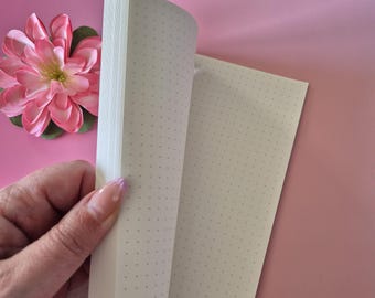 Recambio de papel punteado para cuaderno A6 | 45 hojas con cuadrícula de puntos | Hojas sueltas de 6 agujeros