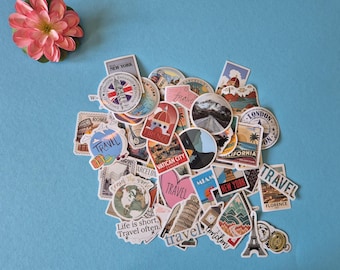 Juego de pegatinas de viaje 1 para tu agenda o maleta | 62 pegatinas | Regalo para amantes de los viajes