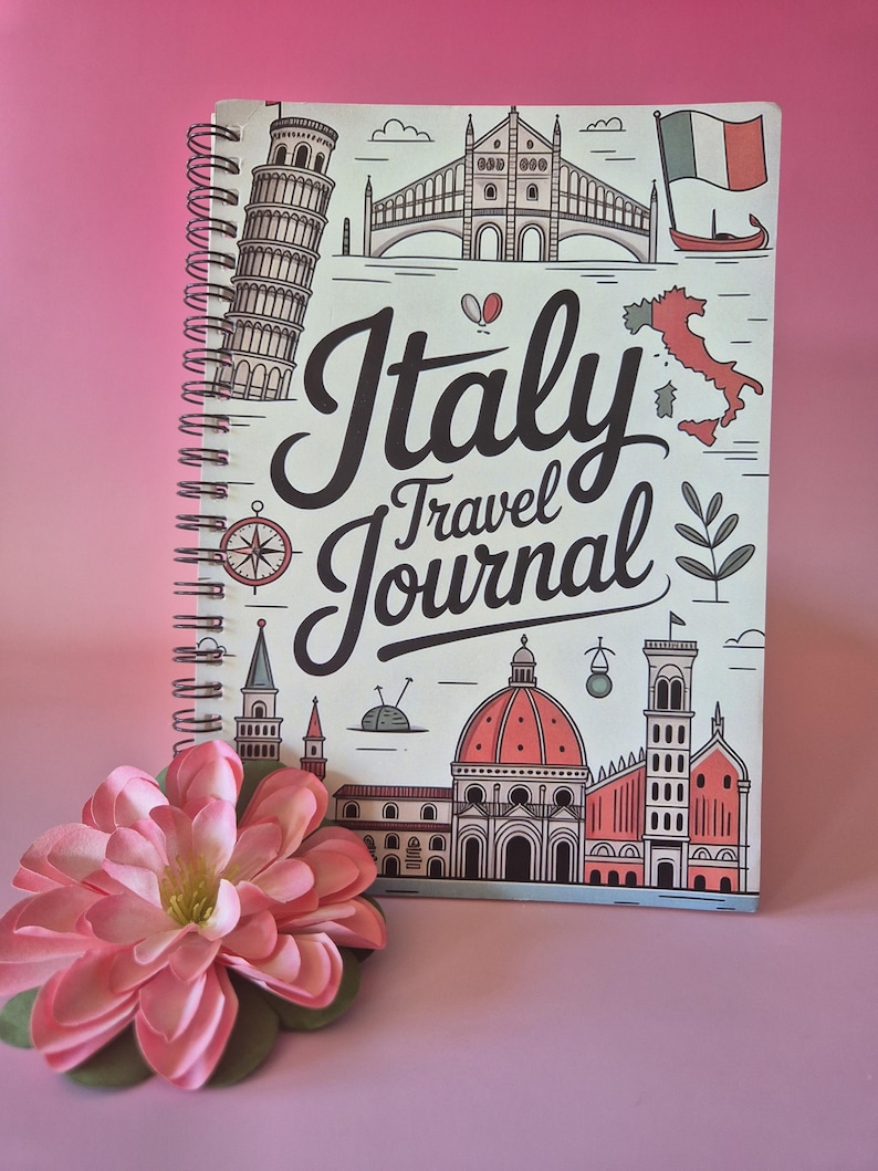 Diario de viaje por Italia para conservar tus aventuras | Cuaderno de viaje en espiral tamaño A5 | 100 páginas para recuerdos de viaje imagen 1