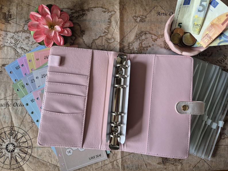 Cash stuffing starter set hearts | A6 budget folder envelope method | save for your dream trip image 3