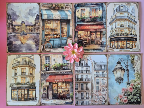 Journal papier Parijs 10 vellen | reisdagboek decoratiepapier 26x20 cm | Parijs journaling set