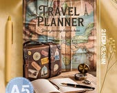 Reisdagboek om je avonturen te bewaren | A5 travel planner met vintage design | cadeau voor reizigers