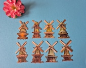Hollandse molen die-cut stickers | 8 stuks voor scrapbook & journal | cadeau Nederland