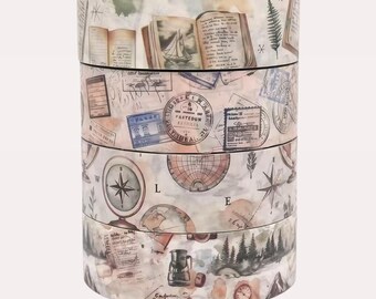 washi tape met reismotieven voor je travel journal | 4 rollen van 10 meter | scrapbook & journaling