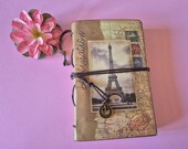 Parijs travel journal set | reisdagboek A6 met Eiffeltoren pen en stickers | cadeau Parijs reiziger