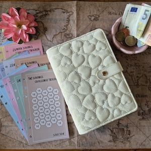 Cash stuffing starter set hartjes | A6 budgetmap enveloppenmethode | spaar voor je droomreis