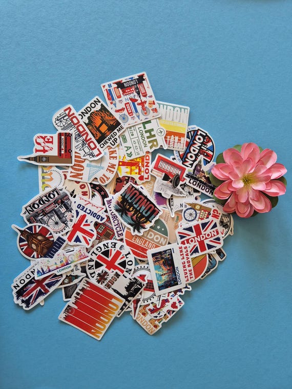 Reisstickers Londen voor je reisdagboek of koffer | 50 London stickers | Big Ben Westminster Tower Bridge