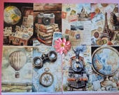 Journal papier vintage travel A4 | 12 vellen reisdagboek decoratiepapier | full-page journaling set
