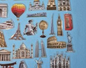 Wereldberoemde bezienswaardigheden stickers | 50 stuks voor journal