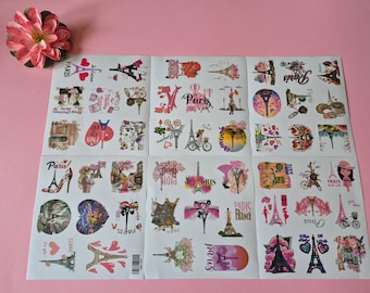 Paris Sticker Rosa Set 50 Stück | Eiffelturm Scrapbook Reisetagebuch | romantisches Paris Geschenk