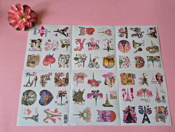Parijs stickers roze set 50 stuks | Eiffeltoren scrapbook reisdagboek sticker | romantisch Parijs cadeau journal