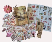 Parijs travel journal set | reisdagboek A6 met Eiffeltoren pen en stickers | cadeau Parijs reiziger