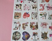 Parijs stickers roze set 50 stuks | Eiffeltoren scrapbook reisdagboek sticker | romantisch Parijs cadeau journal