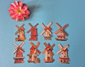 Hollandse molen die-cut stickers | 8 stuks voor scrapbook & journal | cadeau Nederland