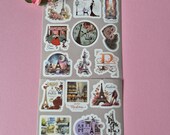 Parijs stickers set 54 stuks | Eiffeltoren mode parfum scrapbook reisdagboek | journaling laptop sticker decals