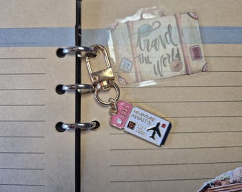 Llavero con dije para diario de viaje | Accesorio colgante para carpeta de diario | Globo aerostático para maleta de avión