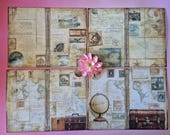 Journal papier vintage travel 10 vellen | reisdagboek decoratiepapier 26x20 cm | compact journaling set