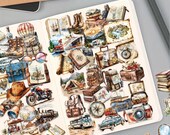 Vintage reisstickers voor journal of koffer | 50 stuks | cadeau voor reisliefhebbers