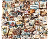 Vintage reisstickers voor journal of koffer | 50 stuks | cadeau voor reisliefhebbers