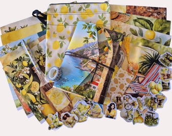 Italien Reisetagebuch Set | A5 Journal mit Stickern Zitrone und Washi Tape | Geschenk Italien